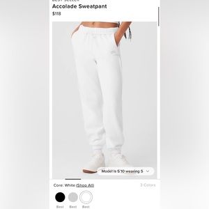 Alo Yoga Accolade Sweatpants SIZE MEDIUM - WHITE